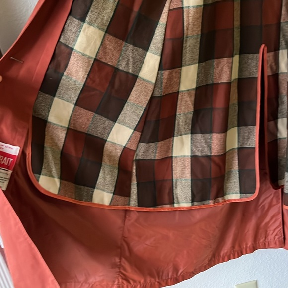 Portrait Vintage Trench Coat Burnt Orange Reddish Brown Measures Small - Picture 13 of 16